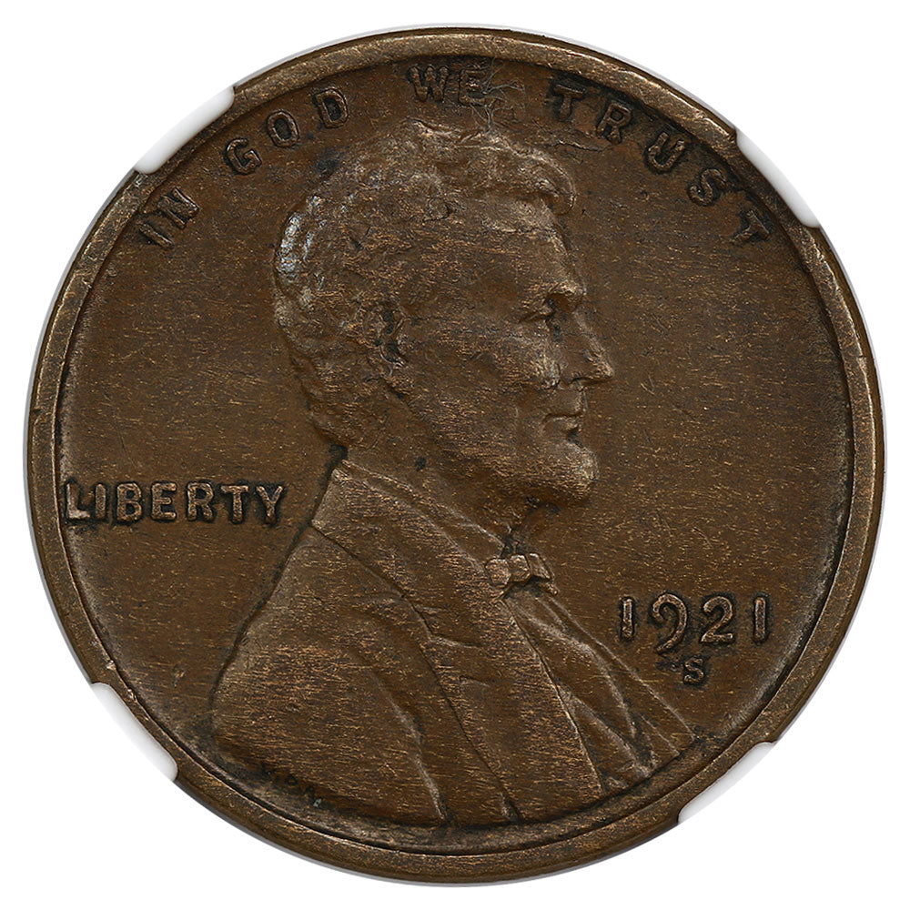 1617700 1921'S' Lincoln Cent.  AU-50