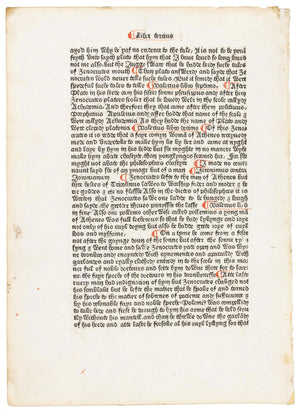 1437425    1482. Polycronicon.  William Caxton.  Single Leaf.