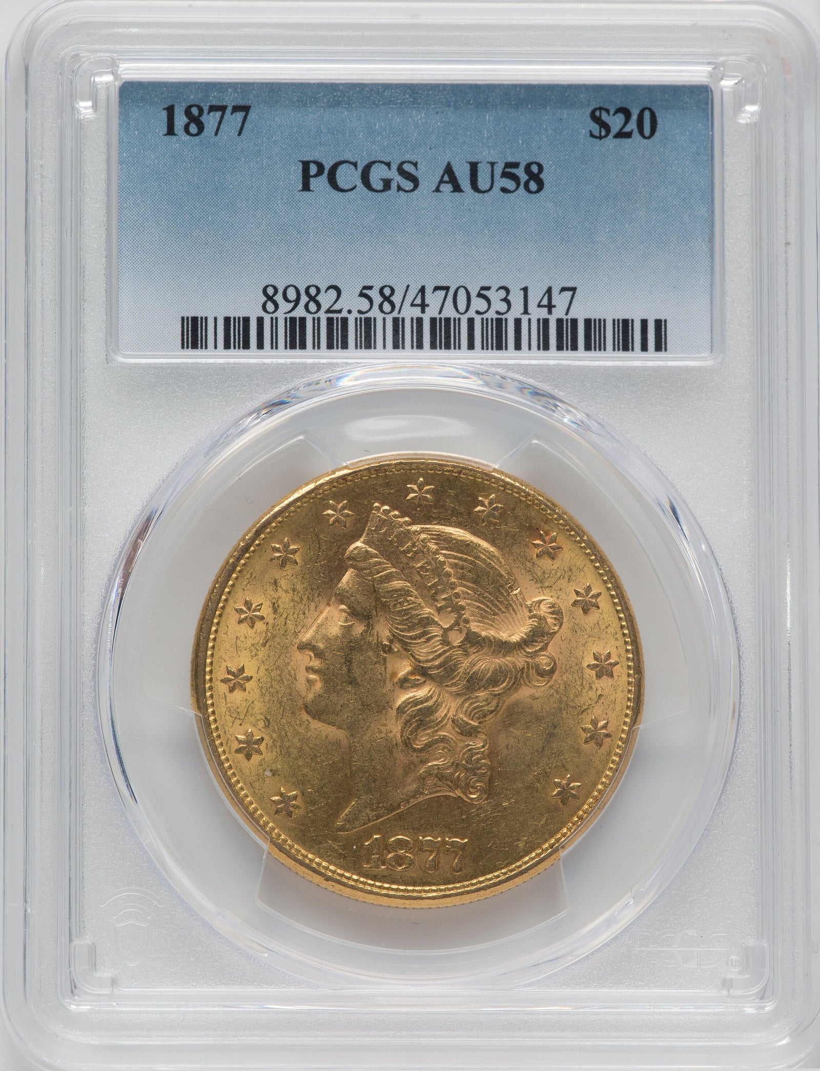 1623200 1877  Liberty Double Eagle.  AU-58