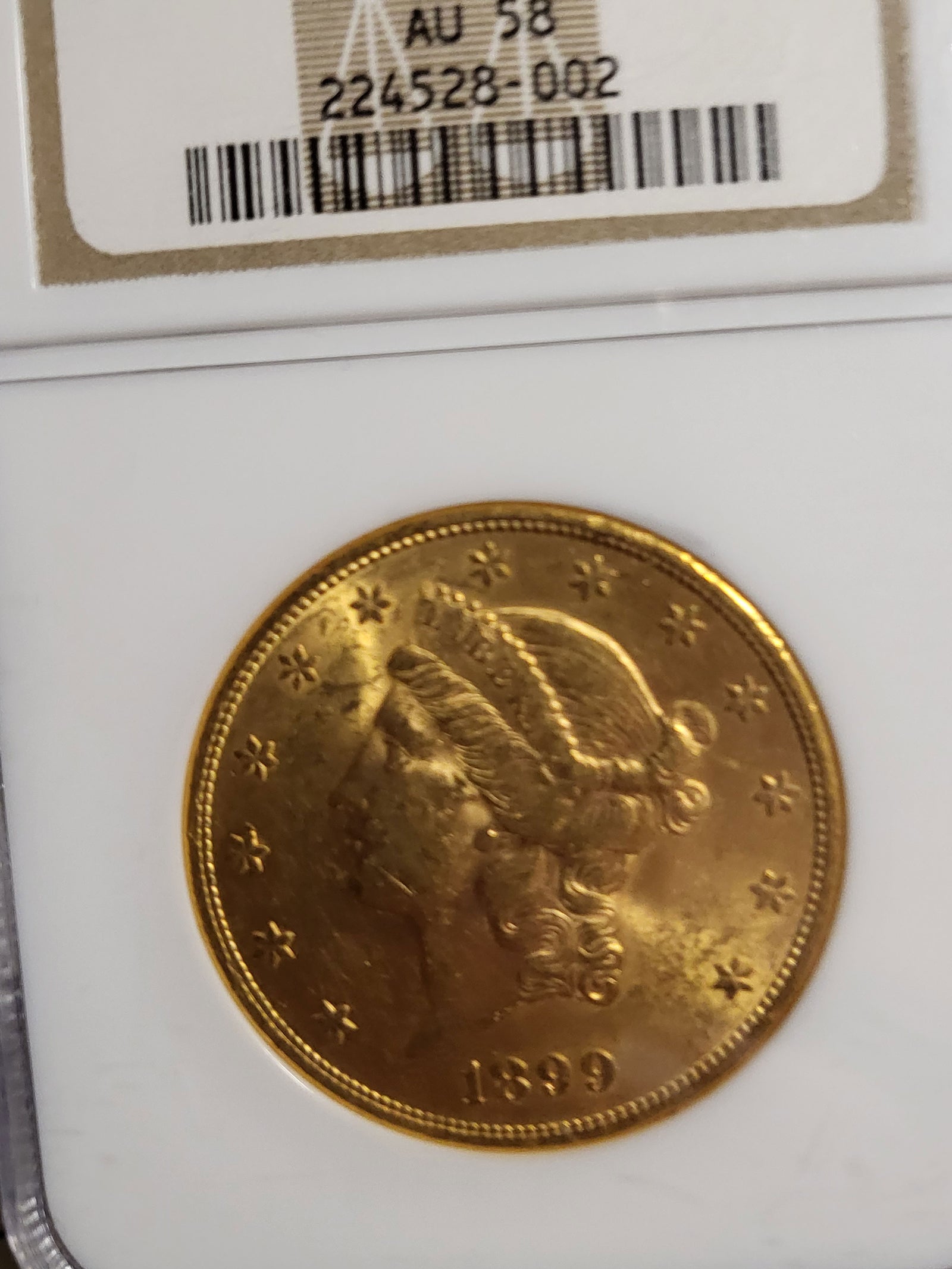 1623500 1899'S' Liberty Double Eagle.  AU-58