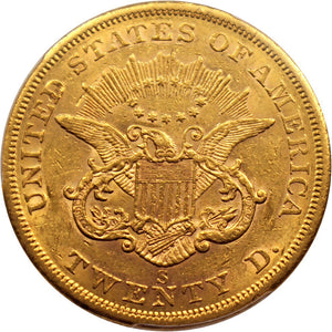 1493700 1857'S' Liberty Double Eagle.  PCGS AU55.
