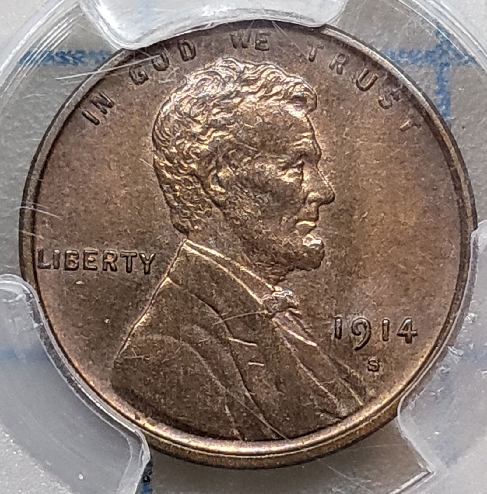 1468100 1914'S' RB Lincoln Cent.  PCGS MS-64, RB CAC.