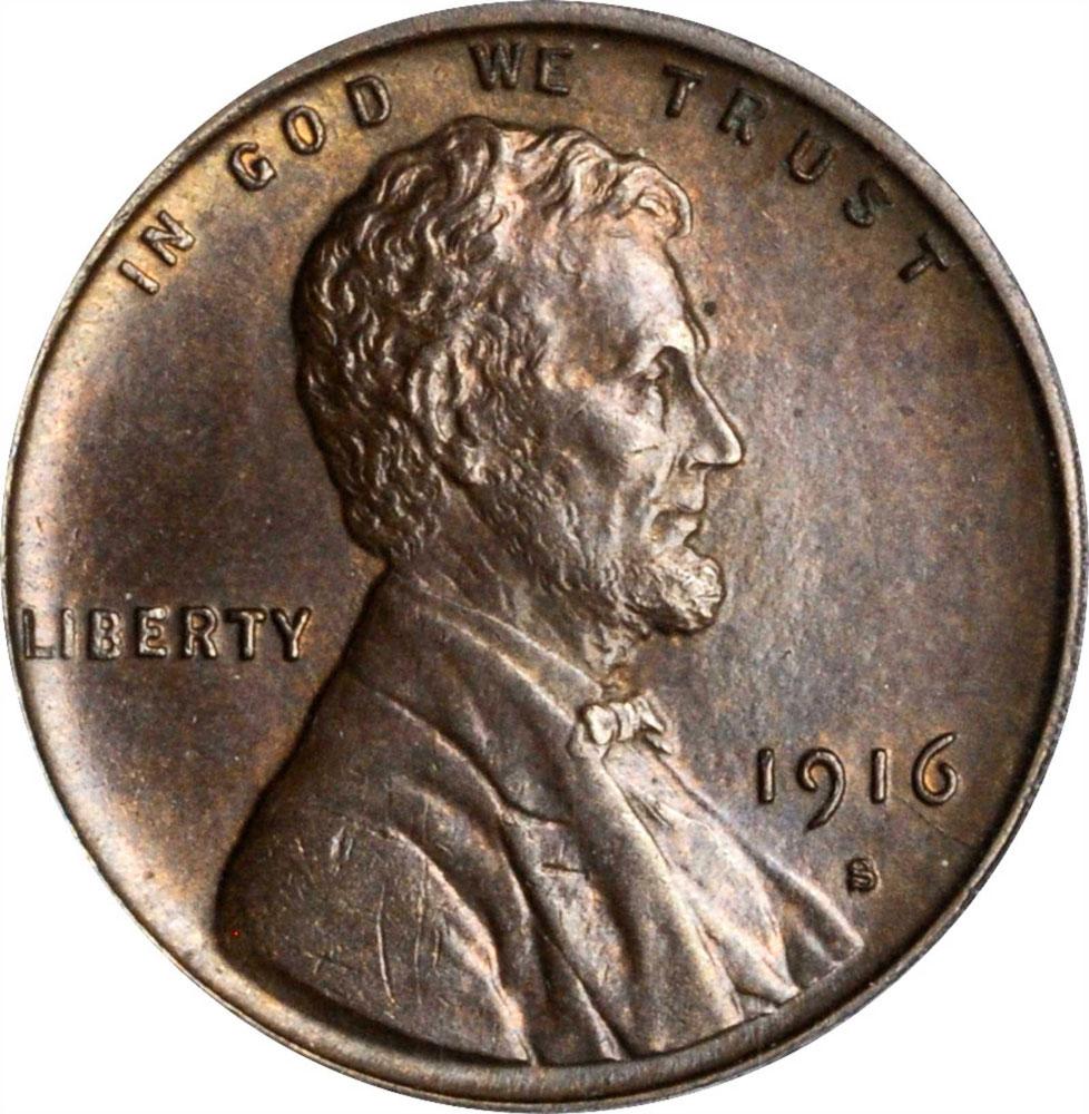 1469100 1916'S' BN Lincoln Cent.