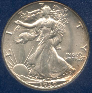 1489100 1939'S' Liberty Walking Half Dollar.