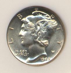 1486200 1942'D' Mercury Dime.