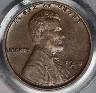 1469800 1918'S' BN Lincoln Cent.