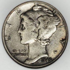 1485700 1942  2/1 Mercury Dime.